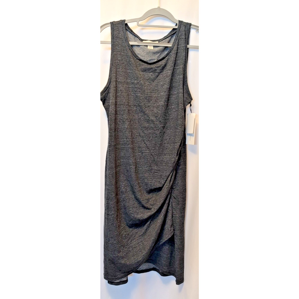 Treasure & Bond NWT L rouched side gray front slit sleeveless dress msrp $49.97